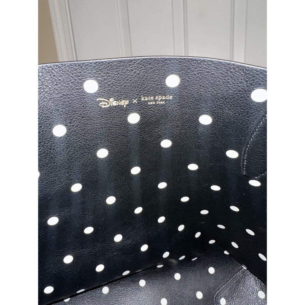 Kate Spade Tote Bag Womens Large White Leather Minnie Mouse Disney Polka Dot - Picture 8 of 13